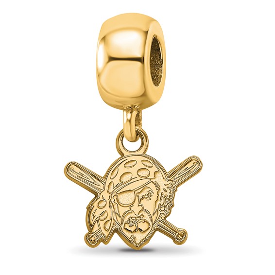 Sterling Silver Gold Plated Major League Baseball LogoArt Pittsburgh Pirates Dangle Bead